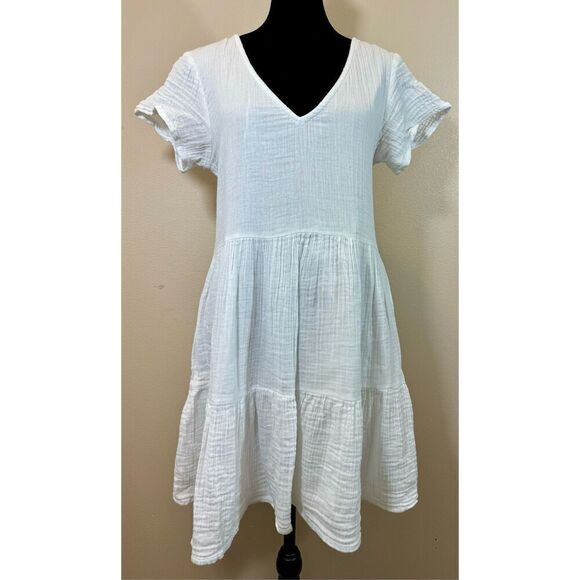 Rip Curl Women's Lightweight Cotton Flowy Premium Surf Cover Up White Dress M - Picture 4 of 11